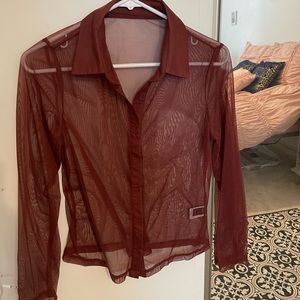 See through collared long sleeve